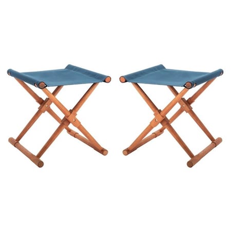 Safavieh Breanne Stool, Natural & Navy - Set of 2 PAT7053B-SET2